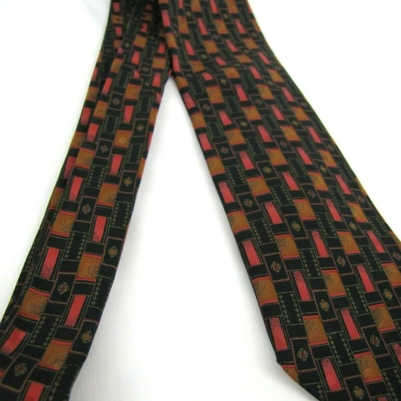 BRIONI Tie Copper Orange Black Geometric / Luxury - Picture 8 of 8